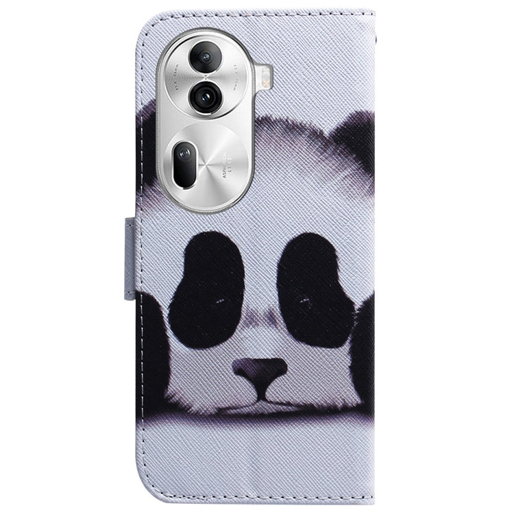 For OPPO Reno11 Pro Global Coloured Drawing Flip Leather Phone Case(Panda) - Reno11 Pro Cases by PMC Jewellery | Online Shopping South Africa | PMC Jewellery | Buy Now Pay Later Mobicred