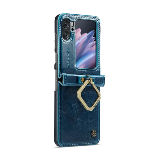 For OPPO Find N2 Flip CaseMe 003 Crazy Horse Texture Leather Phone Case with Ring Holder(Blue) - Find N2 Flip Cases by CaseMe | Online Shopping South Africa | PMC Jewellery
