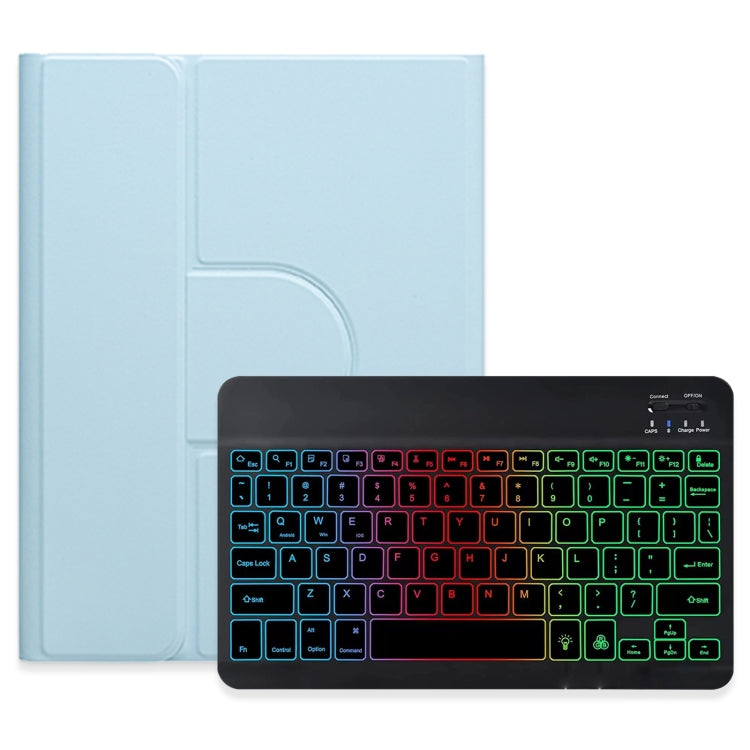 For iPad 10th Gen 10.9 2022 Three-color Backlight Black 360 Degree Rotatable Bluetooth Keyboard Leather Case(Sky Blue) - Universal by PMC TechLife | Online Shopping South Africa | PMC TechLife