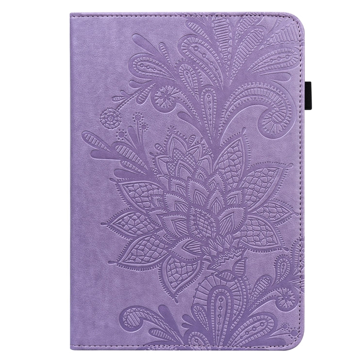 For Amazon Fire Max 11 Lace Flower Embossing Pattern Leather Tablet Case(Purple) - Amazon by PMC TechLife | Online Shopping South Africa | PMC TechLife | Buy Now Pay Later Mobicred