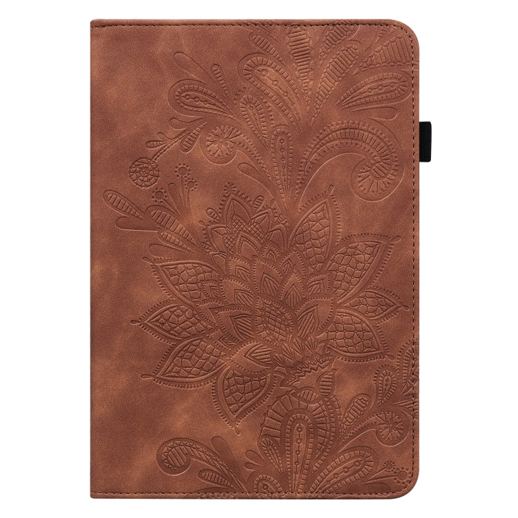 For Amazon Fire Max 11 Lace Flower Embossing Pattern Leather Tablet Case(Brown) - Amazon by PMC TechLife | Online Shopping South Africa | PMC TechLife | Buy Now Pay Later Mobicred