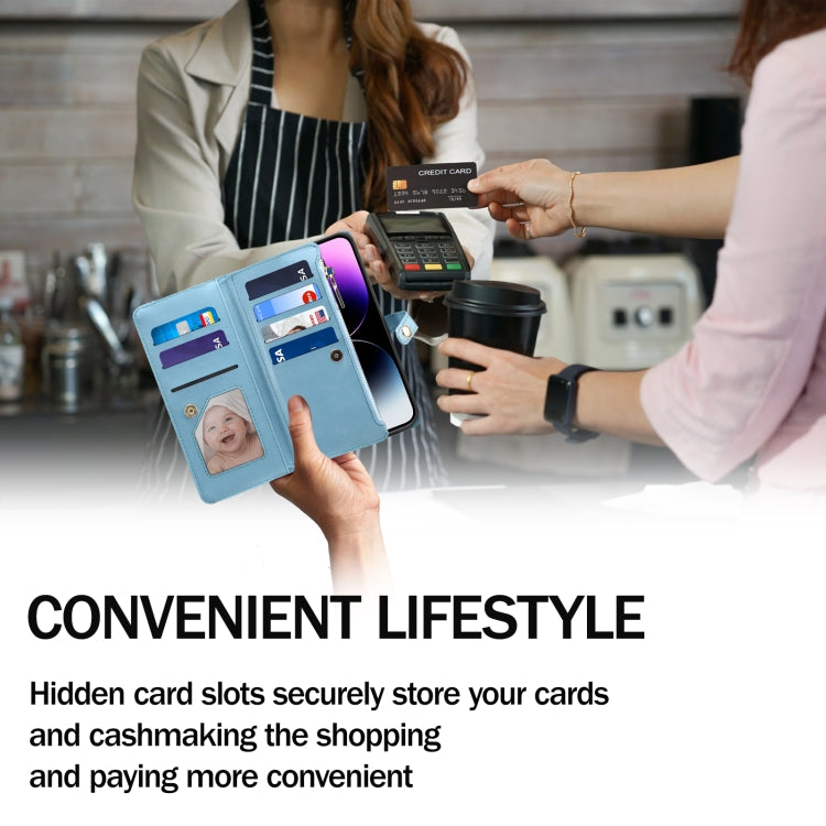 For iPhone 16 ESEBLE Star Series Lanyard Zipper Wallet RFID Leather Case(Blue) - free shipping - PMC TechLife - Order now!
