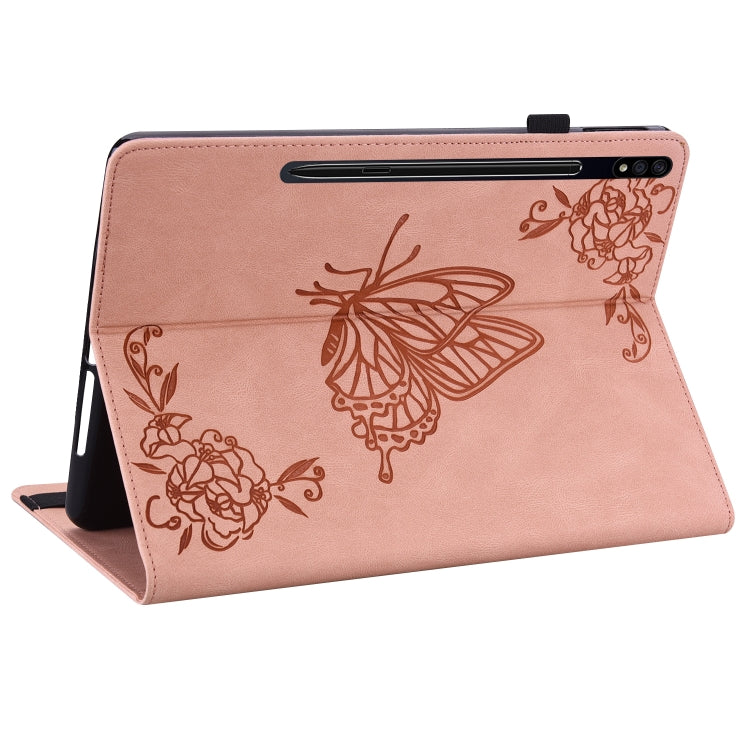 For Samsung Galaxy Tab S9 Butterfly Flower Embossed Leather Tablet Case(Rose Gold) - Galaxy Tab S9 Cases by PMC Jewellery | Online Shopping South Africa | PMC Jewellery | Buy Now Pay Later Mobicred