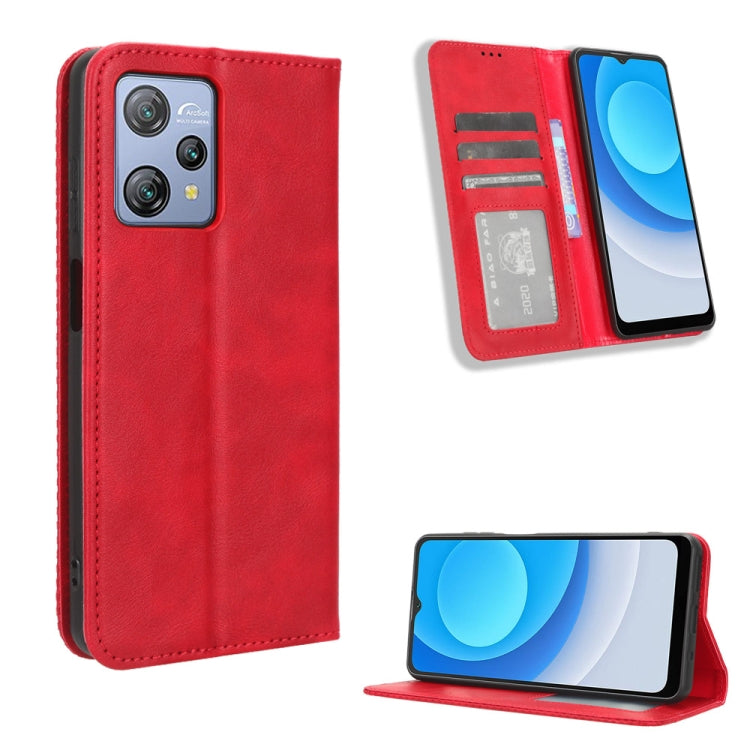 For Blackview A53 / A53 Pro Magnetic Buckle Retro Texture Leather Phone Case(Red) - More Brand by PMC Jewellery | Online Shopping South Africa | PMC Jewellery