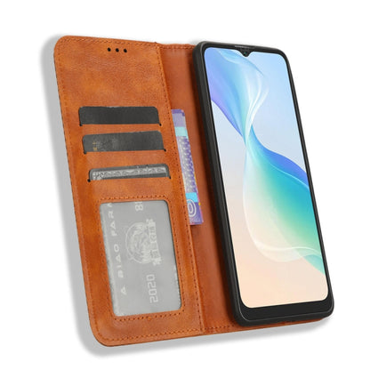 For Blackview Oscal C30 / C30 Pro Magnetic Buckle Retro Texture Leather Phone Case(Brown) - More Brand by PMC Jewellery | Online Shopping South Africa | PMC Jewellery