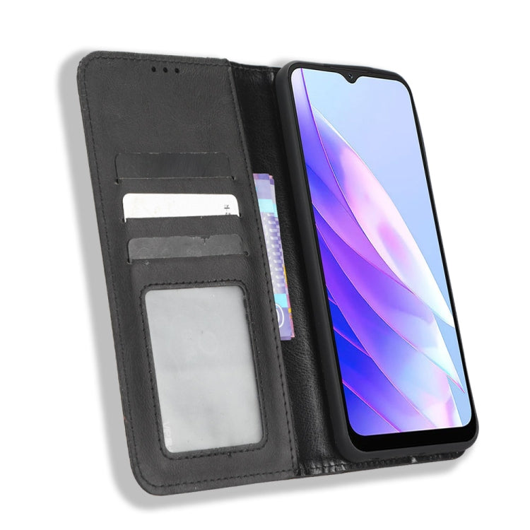 For Blackview A52 / A52 Pro Magnetic Buckle Retro Texture Leather Phone Case(Black) - More Brand by PMC Jewellery | Online Shopping South Africa | PMC Jewellery