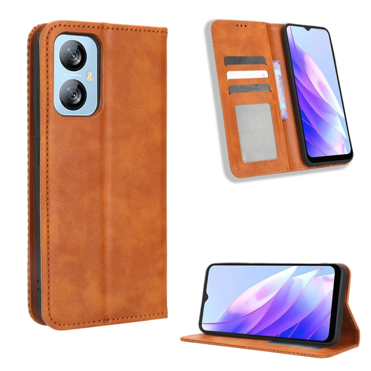 For Blackview A52 / A52 Pro Magnetic Buckle Retro Texture Leather Phone Case(Brown) - More Brand by PMC TechLife | Online Shopping South Africa | PMC TechLife