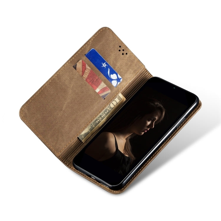 For iPhone 16 Pro Max Denim Texture Casual Style Horizontal Flip Leather Case(Khaki) - iPhone 16 Pro Max Cases by PMC TechLife | Online Shopping South Africa | PMC TechLife | Buy Now Pay Later Mobicred