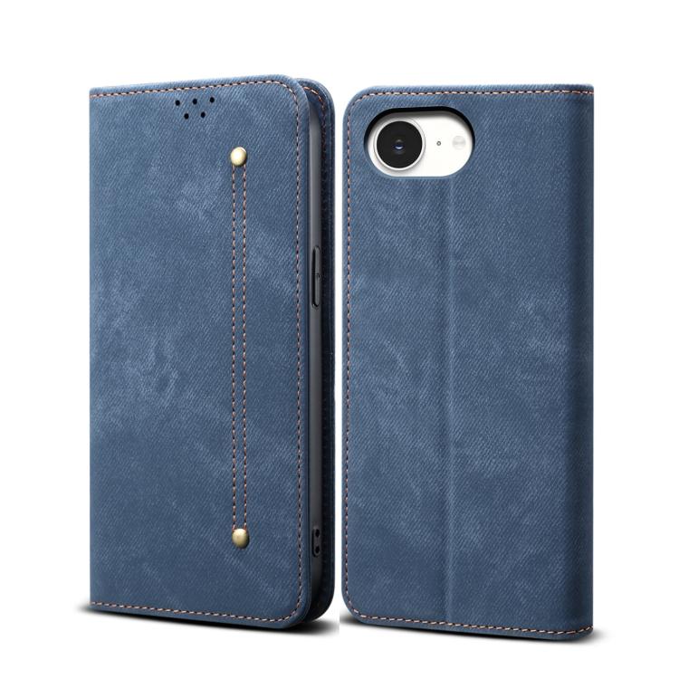 For iPhone 16e Denim Texture Casual Style Horizontal Flip Leather Case(Blue) - iPhone 16e Cases by PMC TechLife | Online Shopping South Africa | PMC TechLife | Buy Now Pay Later Mobicred
