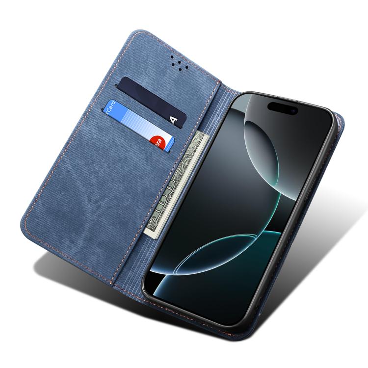 For iPhone 16e Denim Texture Casual Style Horizontal Flip Leather Case(Blue) - iPhone 16e Cases by PMC TechLife | Online Shopping South Africa | PMC TechLife | Buy Now Pay Later Mobicred