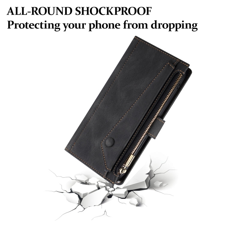 For iPhone 15 Pro ESEBLE Retro Frosted RFID Flip Leather Phone Case(Black) - free shipping - PMC Jewellery - Order now!