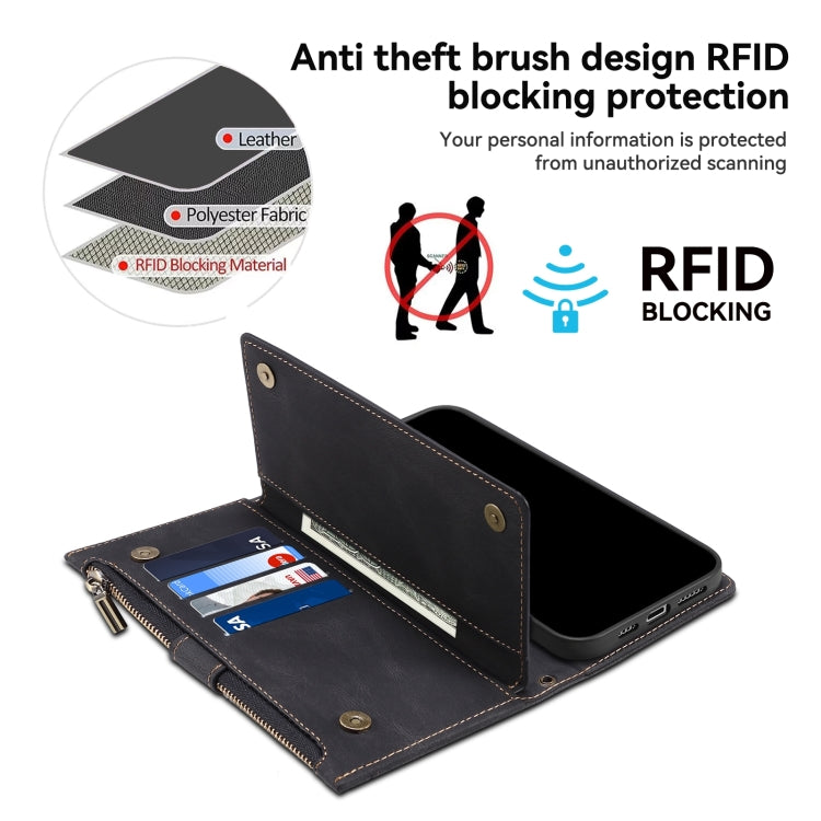 For iPhone 15 Pro ESEBLE Retro Frosted RFID Flip Leather Phone Case(Black) - free shipping - PMC Jewellery - Order now!