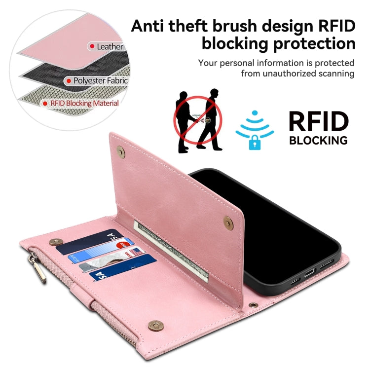 For iPhone 15 Plus ESEBLE Retro Frosted RFID Flip Leather Phone Case(Rose Gold) - free shipping - PMC Jewellery - Order now!