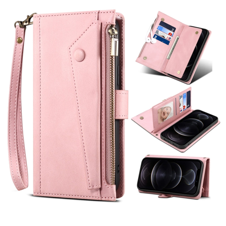 For iPhone 15 ESEBLE Retro Frosted RFID Flip Leather Phone Case(Rose Gold) - free shipping - PMC Jewellery - Order now!