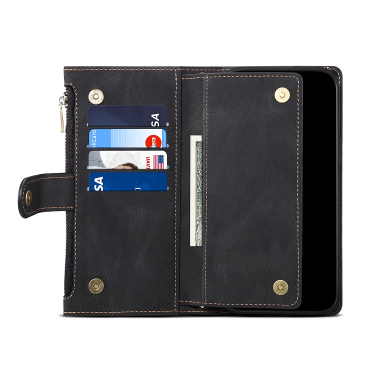For iPhone 16 Plus ESEBLE Retro Frosted RFID Flip Leather Phone Case(Black) - free shipping - PMC TechLife - Order now!