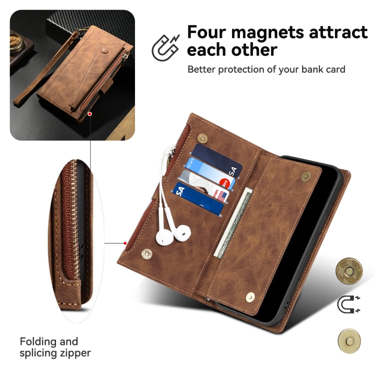 For iPhone 16 Plus ESEBLE Retro Frosted RFID Flip Leather Phone Case(Brown) - free shipping - PMC TechLife - Order now!