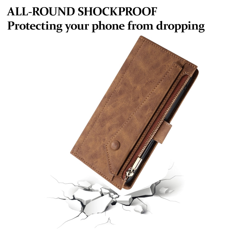 For iPhone 16 Plus ESEBLE Retro Frosted RFID Flip Leather Phone Case(Brown) - free shipping - PMC TechLife - Order now!