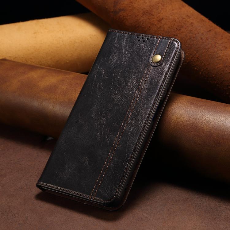 For iPhone 16e Oil Wax Crazy Horse Texture Leather Phone Case(Black) - iPhone 16e Cases by PMC TechLife | Online Shopping South Africa | PMC TechLife | Buy Now Pay Later Mobicred