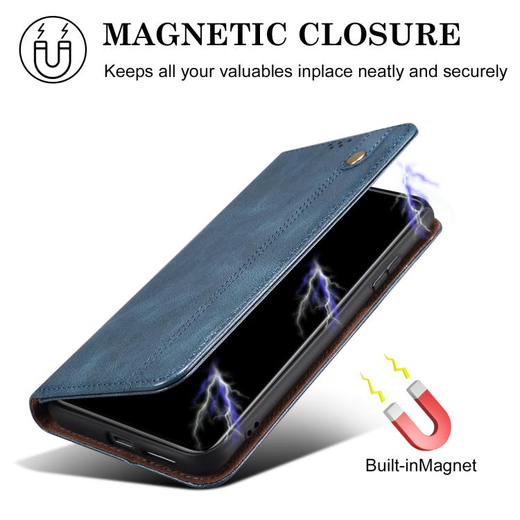 For iPhone 16e Oil Wax Crazy Horse Texture Leather Phone Case(Blue) - iPhone 16e Cases by PMC TechLife | Online Shopping South Africa | PMC TechLife | Buy Now Pay Later Mobicred