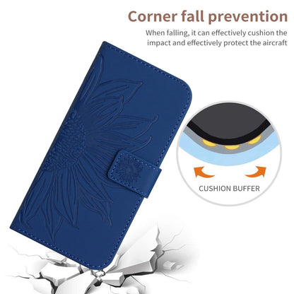 For Google Pixel 9 Pro Skin Feel Sun Flower Embossed Flip Leather Phone Case with Lanyard(Dark Blue) - Google Cases by PMC Jewellery | Online Shopping South Africa | PMC Jewellery | Buy Now Pay Later Mobicred