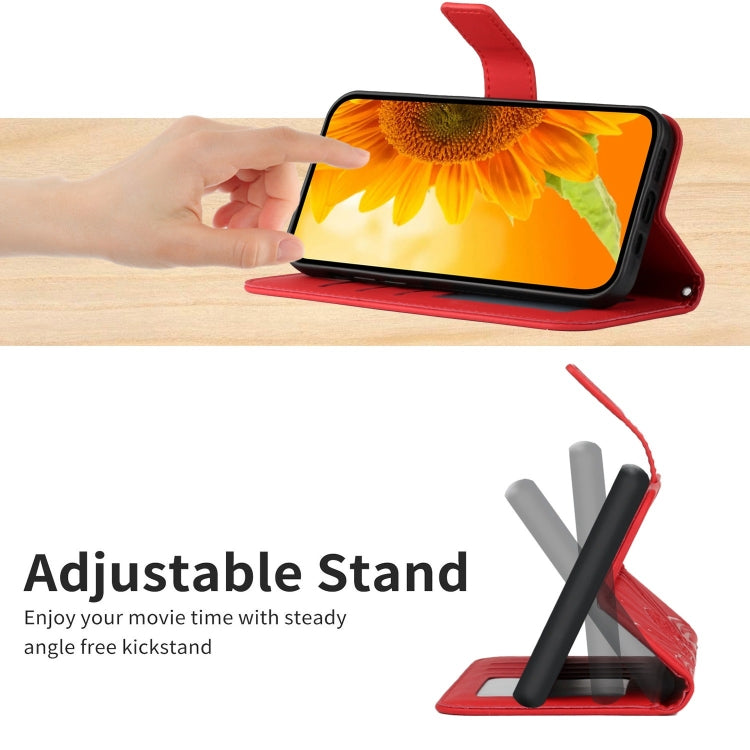 For Google Pixel 9 Skin Feel Sun Flower Embossed Flip Leather Phone Case with Lanyard(Red) - Google Cases by PMC TechLife | Online Shopping South Africa | PMC TechLife | Buy Now Pay Later Mobicred