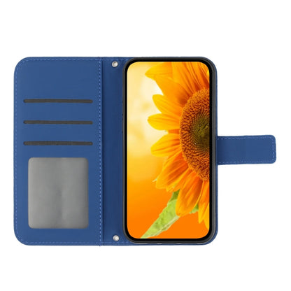 For Google Pixel 9 Skin Feel Sun Flower Embossed Flip Leather Phone Case with Lanyard(Dark Blue) - Google Cases by PMC Jewellery | Online Shopping South Africa | PMC Jewellery | Buy Now Pay Later Mobicred