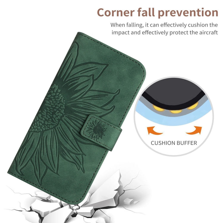 For Google Pixel 9 Skin Feel Sun Flower Embossed Flip Leather Phone Case with Lanyard(Green) - Google Cases by PMC TechLife | Online Shopping South Africa | PMC TechLife | Buy Now Pay Later Mobicred