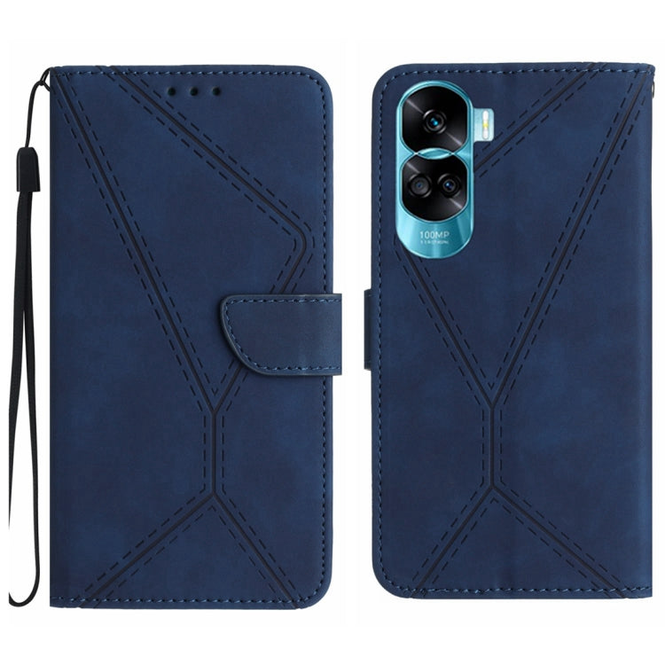 For Honor 90 Lite Stitching Embossed Leather Phone Case(Blue) - Honor Cases by PMC TechLife | Online Shopping South Africa | PMC TechLife