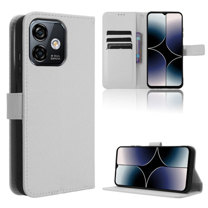 For Ulefone Note 16 Pro Diamond Texture Leather Phone Case(White) - Ulefone Cases by PMC Jewellery | Online Shopping South Africa | PMC Jewellery | Buy Now Pay Later Mobicred