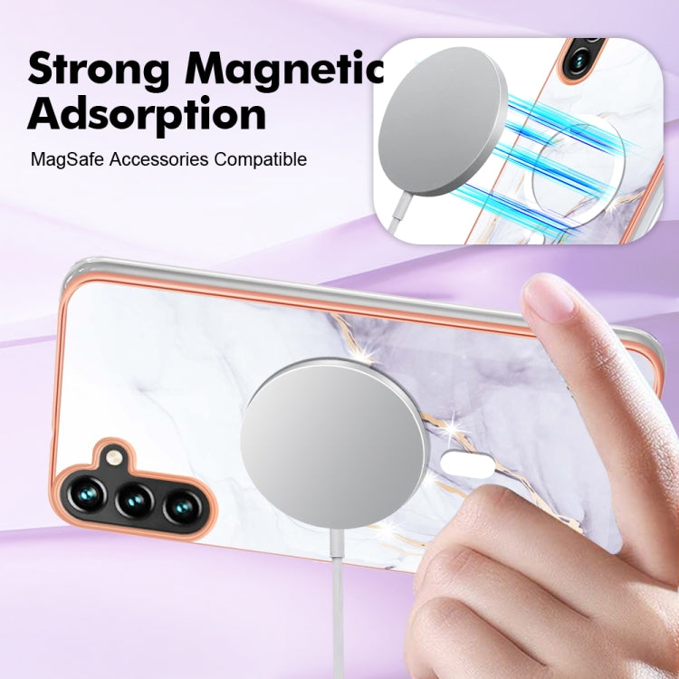 For Samsung Galaxy A34 5G Marble Pattern Dual-side IMD Magsafe TPU Phone Case(White 006) - Galaxy Phone Cases by PMC TechLife | Online Shopping South Africa | PMC TechLife