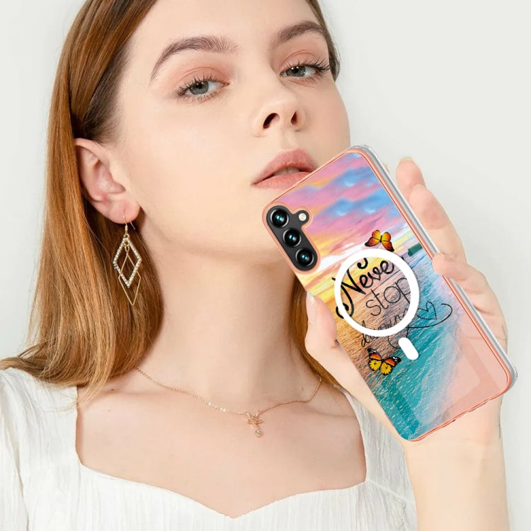 For Samsung Galaxy A34 5G Marble Pattern Dual-side IMD Magsafe TPU Phone Case(Dream Butterfly) - Galaxy Phone Cases by PMC TechLife | Online Shopping South Africa | PMC TechLife