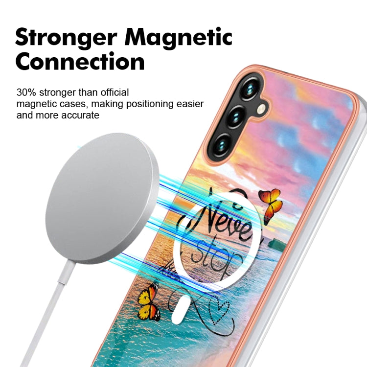For Samsung Galaxy A54 5G Marble Pattern Dual-side IMD Magsafe TPU Phone Case(Dream Butterfly) - Galaxy Phone Cases by PMC TechLife | Online Shopping South Africa | PMC TechLife