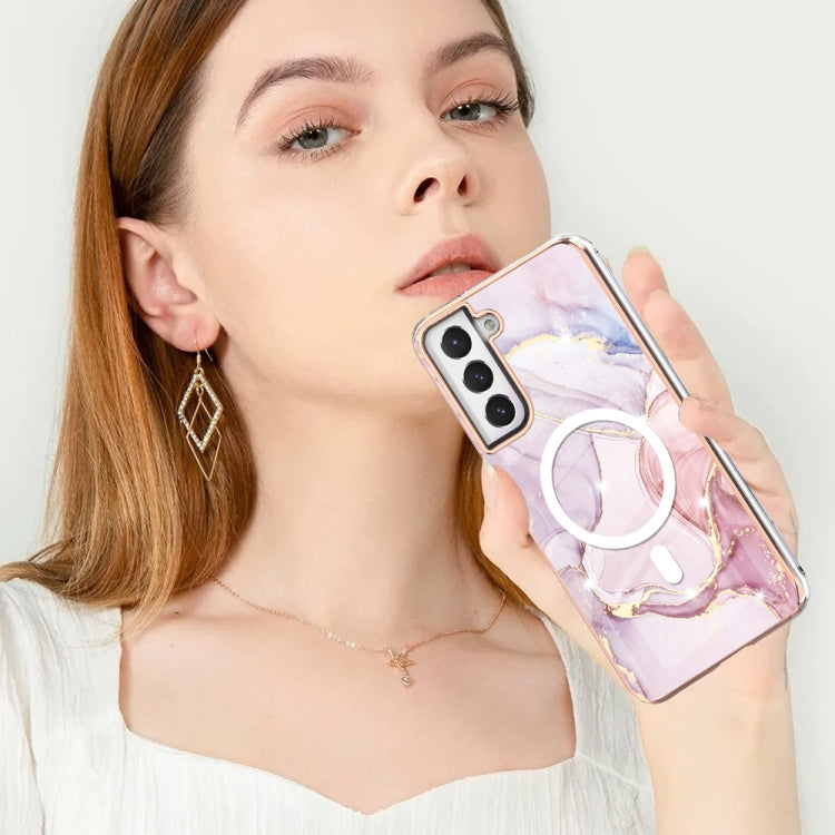 For Samsung Galaxy S21 FE 5G Marble Pattern Dual-side IMD Magsafe TPU Phone Case(Rose Gold 005) - Galaxy Phone Cases by PMC Jewellery | Online Shopping South Africa | PMC Jewellery