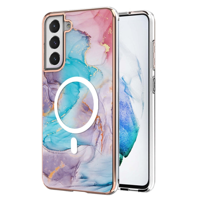 For Samsung Galaxy S21 FE 5G Marble Pattern Dual-side IMD Magsafe TPU Phone Case(Blue Marble) - Galaxy Phone Cases by PMC Jewellery | Online Shopping South Africa | PMC Jewellery