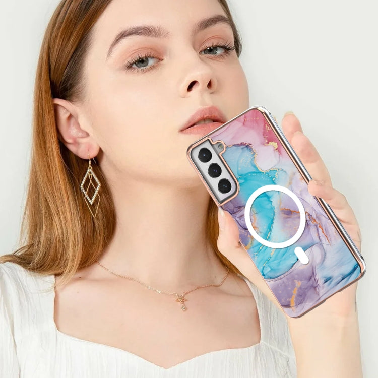 For Samsung Galaxy S21 FE 5G Marble Pattern Dual-side IMD Magsafe TPU Phone Case(Blue Marble) - Galaxy Phone Cases by PMC Jewellery | Online Shopping South Africa | PMC Jewellery