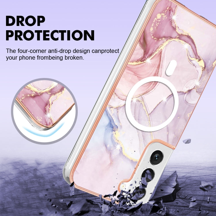 For Samsung Galaxy S22 5G Marble Pattern Dual-side IMD Magsafe TPU Phone Case(Rose Gold 005) - Galaxy S22 5G Cases by PMC Jewellery | Online Shopping South Africa | PMC Jewellery