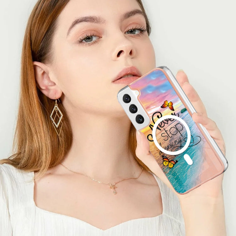 For Samsung Galaxy S22 5G Marble Pattern Dual-side IMD Magsafe TPU Phone Case(Dream Butterfly) - Galaxy S22 5G Cases by PMC TechLife | Online Shopping South Africa | PMC TechLife