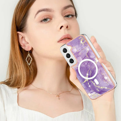 For Samsung Galaxy S22+ 5G Marble Pattern Dual-side IMD Magsafe TPU Phone Case(Purple 002) - Galaxy S22+ 5G Cases by PMC Jewellery | Online Shopping South Africa | PMC Jewellery