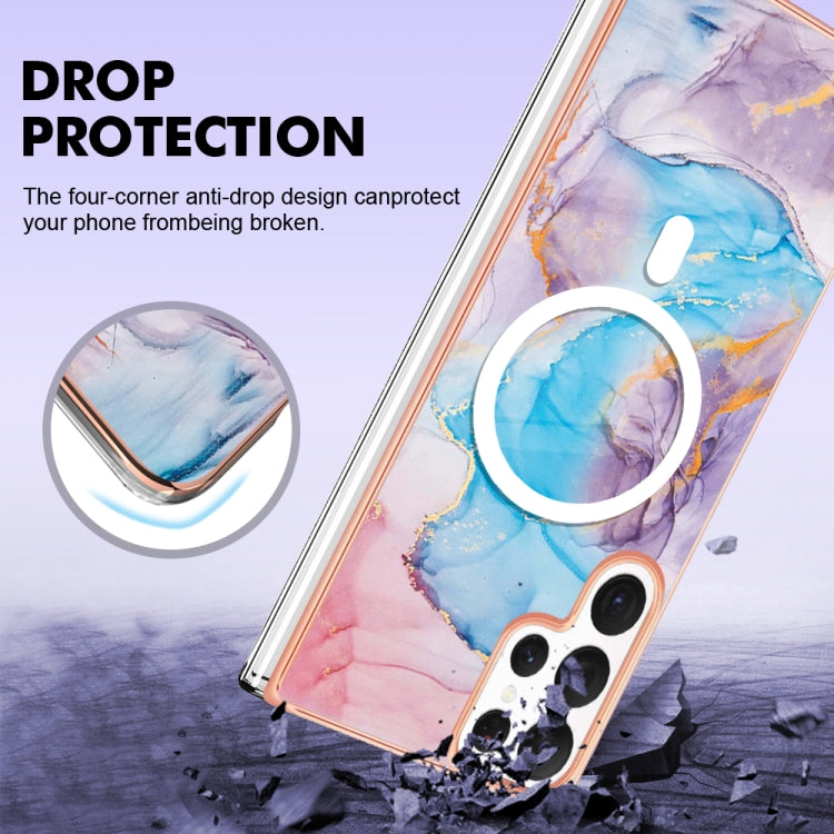 For Samsung Galaxy S22 Ultra 5G Marble Pattern Dual-side IMD Magsafe TPU Phone Case(Blue Marble) - Galaxy S22 Ultra 5G Cases by PMC Jewellery | Online Shopping South Africa | PMC Jewellery