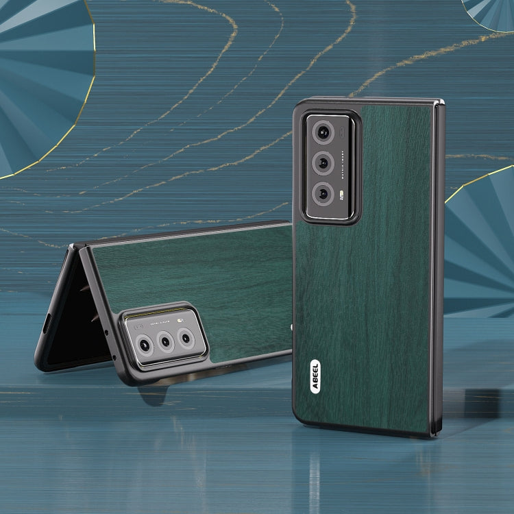 For Honor Magic V2 ABEEL Wood Texture PU Phone Case(Green) - Honor Cases by PMC TechLife | Online Shopping South Africa | PMC TechLife | Buy Now Pay Later Mobicred