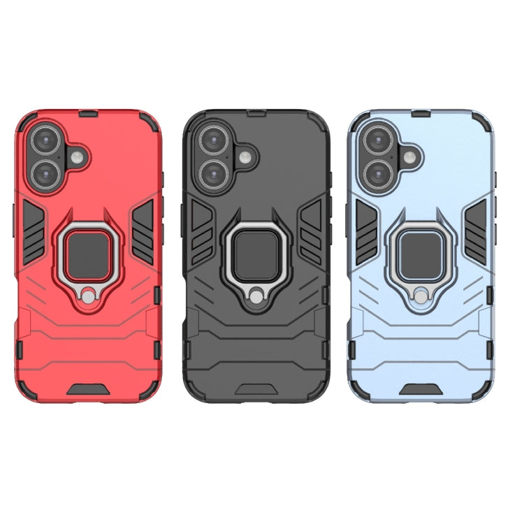 For iPhone 16 Shockproof PC + TPU Holder Phone Case(Navy Blue) - iPhone 16 Cases by PMC TechLife | Online Shopping South Africa | PMC TechLife | Buy Now Pay Later Mobicred