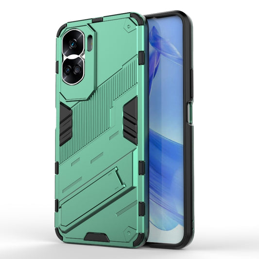 For Honor 90 Lite 5G Global Punk Armor 2 in 1 PC + TPU Phone Case with Holder(Green) - Honor Cases by PMC Jewellery | Online Shopping South Africa | PMC Jewellery | Buy Now Pay Later Mobicred