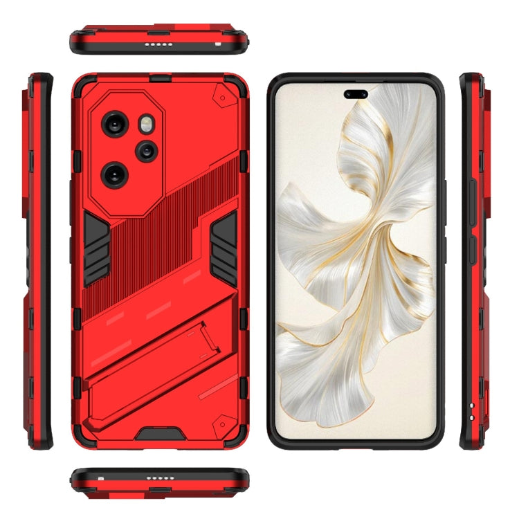 For Honor 100 Pro 5G Punk Armor 2 in 1 PC + TPU Phone Case with Holder(Red) - Honor Cases by PMC Jewellery | Online Shopping South Africa | PMC Jewellery | Buy Now Pay Later Mobicred