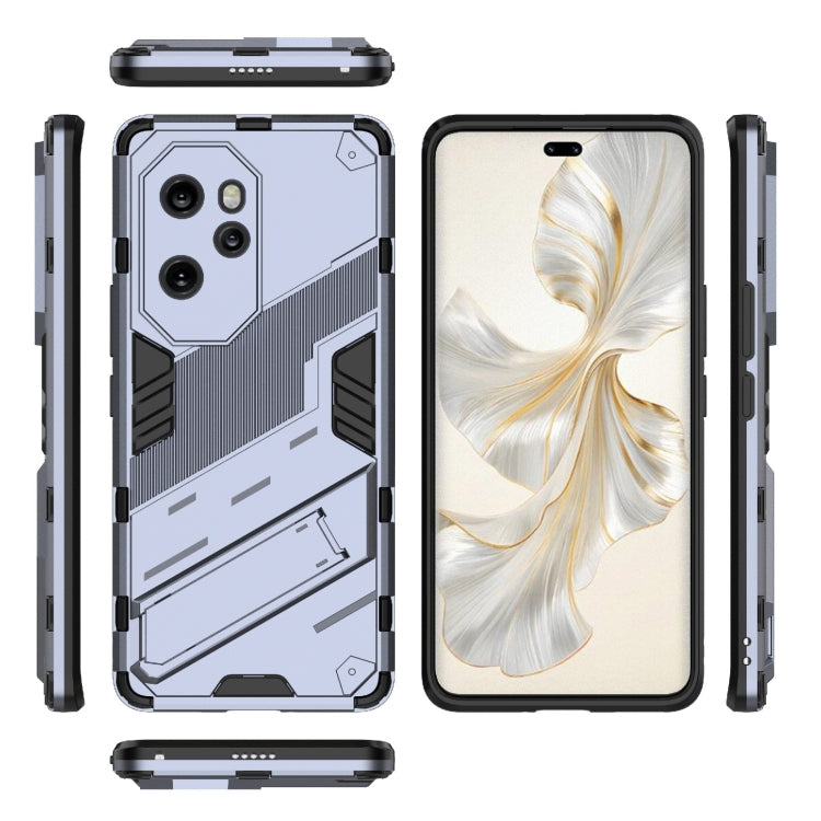 For Honor 100 Pro 5G Punk Armor 2 in 1 PC + TPU Phone Case with Holder(Grey) - Honor Cases by PMC Jewellery | Online Shopping South Africa | PMC Jewellery | Buy Now Pay Later Mobicred