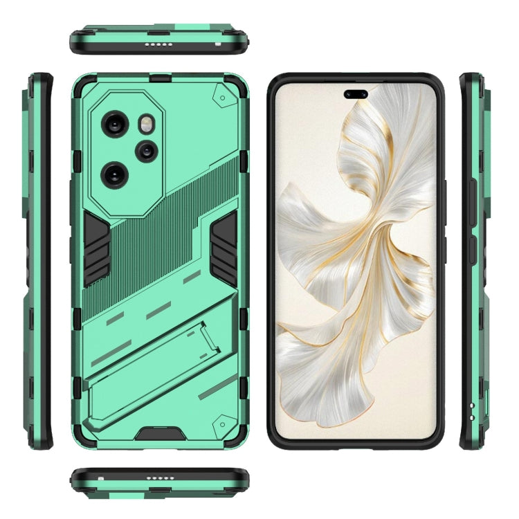 For Honor 100 Pro 5G Punk Armor 2 in 1 PC + TPU Phone Case with Holder(Green) - Honor Cases by PMC Jewellery | Online Shopping South Africa | PMC Jewellery | Buy Now Pay Later Mobicred