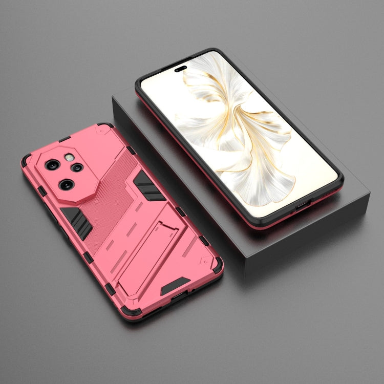 For Honor 100 Pro 5G Punk Armor 2 in 1 PC + TPU Phone Case with Holder(Light Red) - Honor Cases by PMC Jewellery | Online Shopping South Africa | PMC Jewellery | Buy Now Pay Later Mobicred