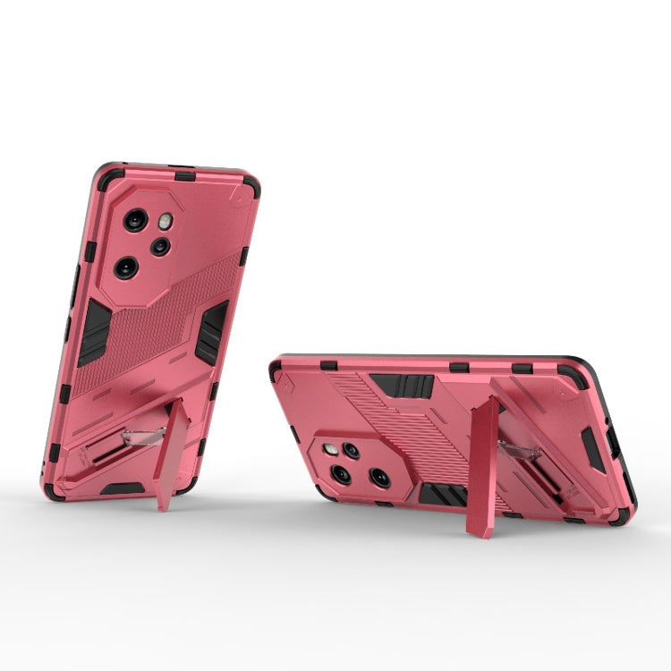 For Honor 100 Pro 5G Punk Armor 2 in 1 PC + TPU Phone Case with Holder(Light Red) - Honor Cases by PMC Jewellery | Online Shopping South Africa | PMC Jewellery | Buy Now Pay Later Mobicred