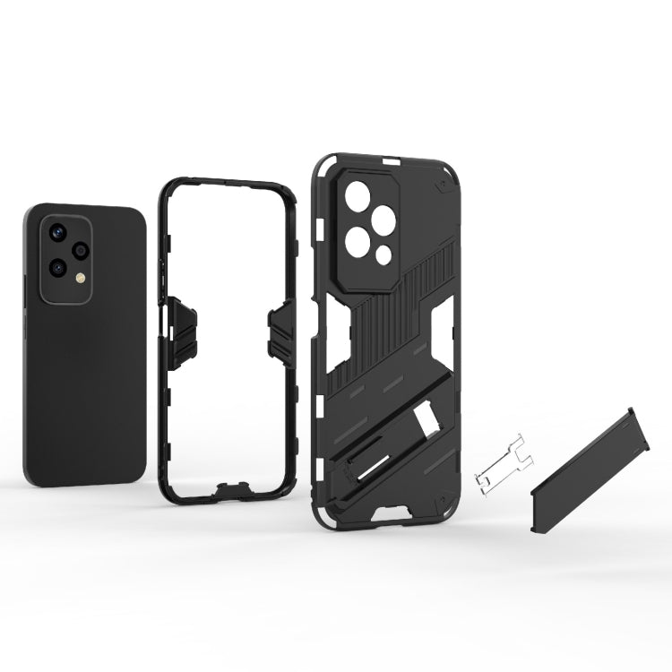 For Honor 200 Lite Global Punk Armor 2 in 1 PC + TPU Phone Case with Holder(Light Red) - Honor Cases by PMC TechLife | Online Shopping South Africa | PMC TechLife | Buy Now Pay Later Mobicred