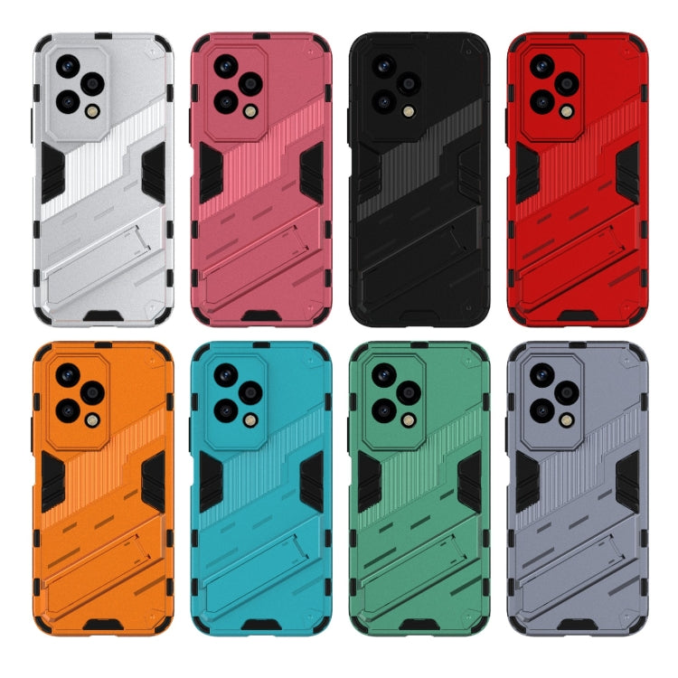 For Honor 200 Lite Global Punk Armor 2 in 1 PC + TPU Phone Case with Holder(Light Red) - Honor Cases by PMC TechLife | Online Shopping South Africa | PMC TechLife | Buy Now Pay Later Mobicred