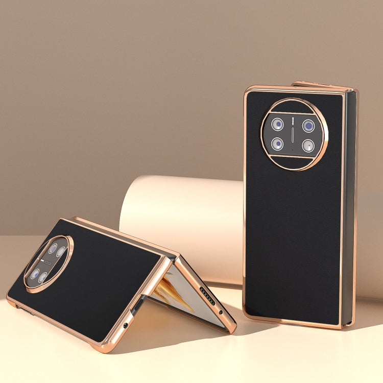 For Huawei Mate X3 Genuine Leather Silk Series Nano Plating Phone Case(Black) - Huawei Cases by PMC TechLife | Online Shopping South Africa | PMC TechLife | Buy Now Pay Later Mobicred